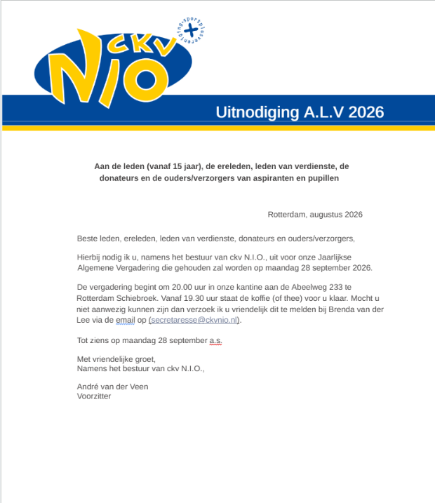 Uitnodiging A.L.V. 2026